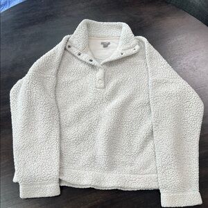 Aerie Cream Sherpa Pullover Women’s Size Small
